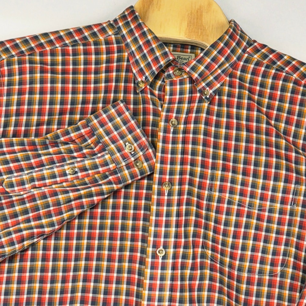 LLBean Mens Traditional Fit Plaid Button Down Shirt XL Reg 100% Cotton